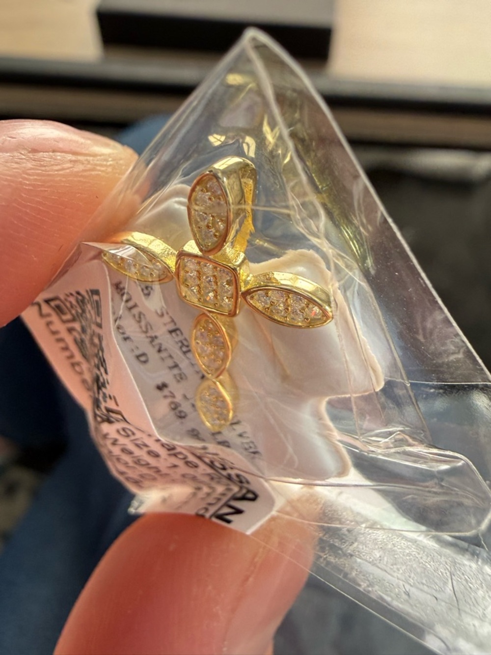 *NEW* .3ct Moissanite 1.0mm Studded Cross Pendant - Yellow and White